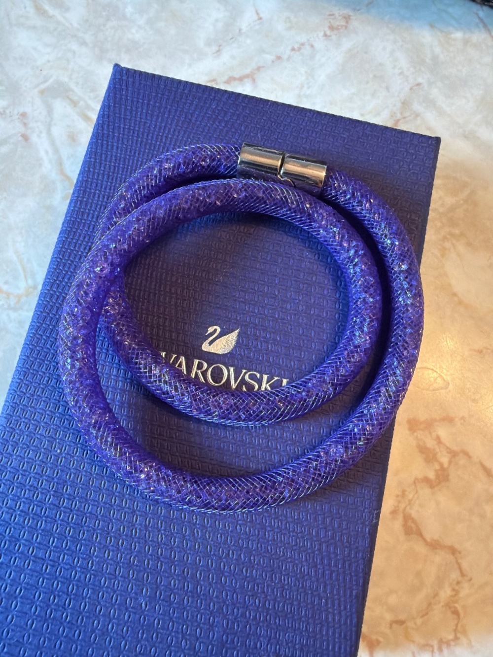 Swarovski Stardust Crystal Double Wrap Bracelet / Choker - deep purple